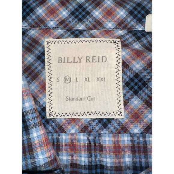 Billy Reid Mens Sz M Plaid Button Up Cotton Shirt‎ Standard Cut Red White Blue - Picture 4 of 7